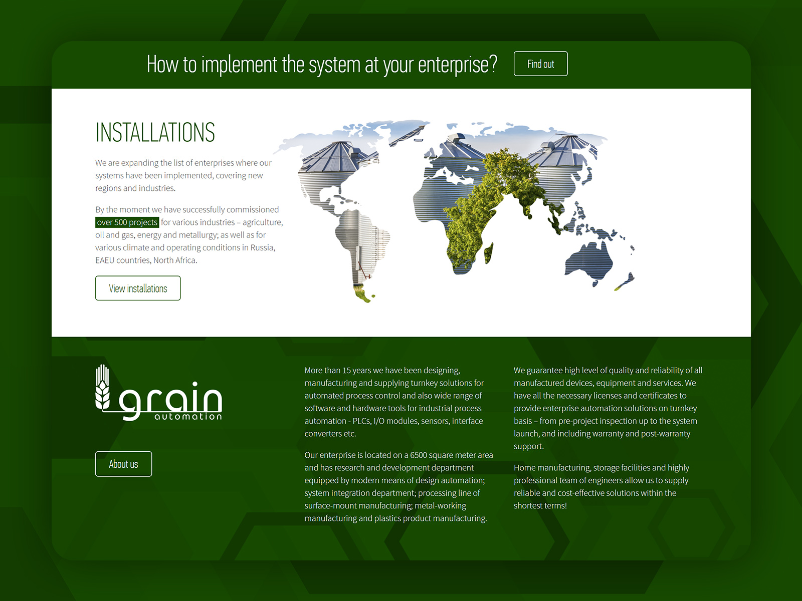 Мультиязычный сайт компании Grain предоставляющей услуги промышленной автоматизации